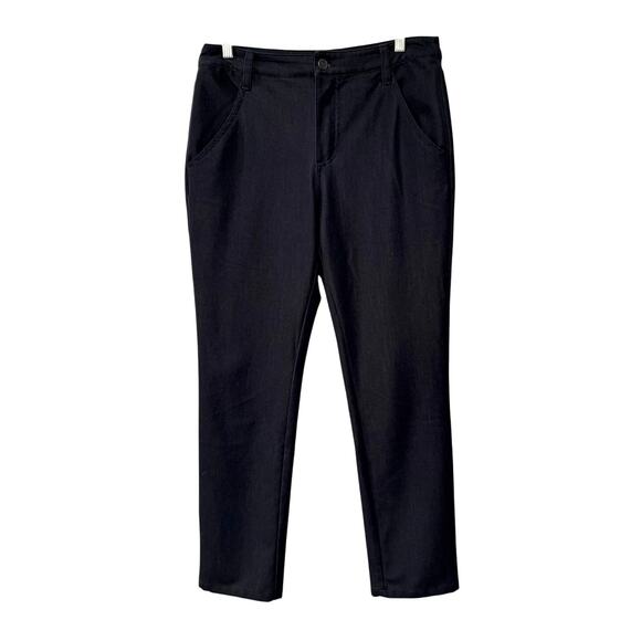 Tahari 10/30 High Rise Trousers $178 Stretch Cotton Dress Pants Crop Navy Blue - Picture 2 of 9
